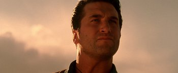 Movie still from “Vampires” (1998), directed by John Carpenter – A man's face in the sunlight; Close Up shot, Low angle