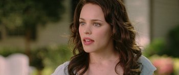 Movie still from “Wedding Crashers” (2005), directed by David Dobkin – A person with long brown hair; Close Up shot, Over the shoulder angle