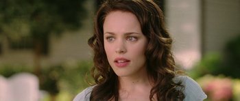 Movie still from “Wedding Crashers” (2005), directed by David Dobkin – A person with long brown hair; Close Up shot, Over the shoulder angle