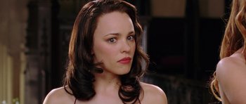 Movie still from “Wedding Crashers” (2005), directed by David Dobkin – A person with long brown hair; Close Up shot, Over the shoulder angle