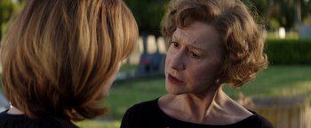 Movie still from “Woman in Gold” (2015), directed by Simon Curtis – An older woman talking to a younger woman outside; Close Up shot, Over the shoulder angle