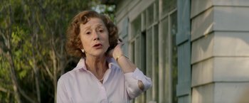 Movie still from “Woman in Gold” (2015), directed by Simon Curtis – An older woman wearing a white dress shirt; Close Up shot, Low angle