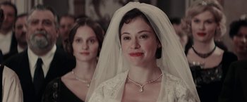 Movie still from “Woman in Gold” (2015), directed by Simon Curtis – A woman in a wedding dress and veil; Close Up shot, Over the shoulder angle