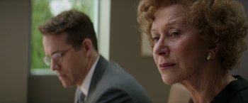 Movie still from “Woman in Gold” (2015), directed by Simon Curtis – An older woman and a younger man in a room; Close Up shot, Over the shoulder angle