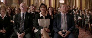 Movie still from “Woman in Gold” (2015), directed by Simon Curtis – A group of people sitting next to each other in a room; Medium shot, High angle