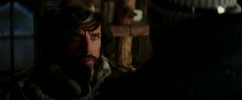 Movie still from “Zoolander 2” (2016), directed by Ben Stiller – A person with a beard; Close Up shot, Over the shoulder angle