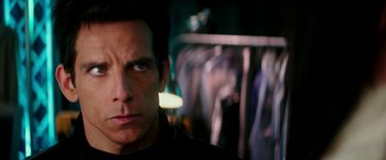 Movie still from “Zoolander 2” (2016), directed by Ben Stiller – A man's face in a dark room; Close Up shot, Over the shoulder angle