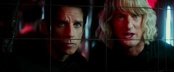 Movie still from “Zoolander 2” (2016), directed by Ben Stiller – Two people in front of each other; Close Up shot, Low angle