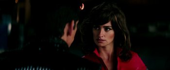 Movie still from “Zoolander 2” (2016), directed by Ben Stiller – A man and a woman looking at one another in the dark; Close Up shot, Over the shoulder angle