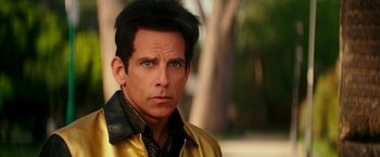 Movie still from “Zoolander 2” (2016), directed by Ben Stiller – Ben stiller wearing a yellow jacket; Close Up shot, Over the shoulder angle