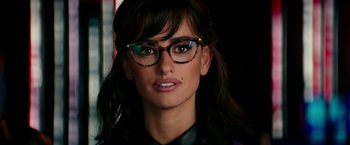Movie still from “Zoolander 2” (2016), directed by Ben Stiller – A person wearing glasses; Close Up shot, Over the shoulder angle