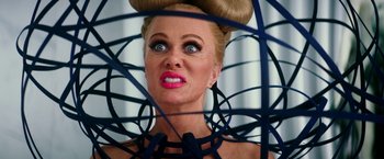 Movie still from “Zoolander 2” (2016), directed by Ben Stiller – A person wearing a costume; Close Up shot, Overhead angle