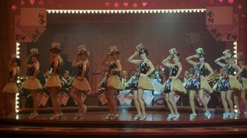Movie still from “Bullets Over Broadway” (1994), directed by Woody Allen – A group of women on a stage performing a dance; Wide shot, High angle