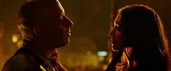 Movie still from “xXx: Return of Xander Cage” (2017), directed by D.J. Caruso – A man and a woman face to face at night; Close Up shot, Over the shoulder angle