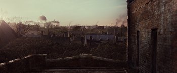 Movie still from “12 Years a Slave” (2013), directed by Steve McQueen – A view of a city from a train window; Extreme Wide shot, High angle