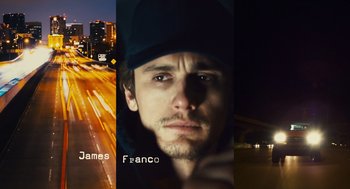 Movie still from “127 Hours” (2010), directed by Danny Boyle – A collage of a man with a hat on; Close Up shot, Overhead angle