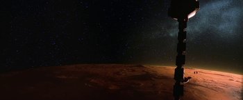 Movie still from “2010: The Year We Make Contact” (1984), directed by Peter Hyams – A view of the earth at night from the moon; Extreme Wide shot, Overhead angle