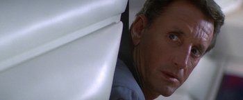 Movie still from “2010: The Year We Make Contact” (1984), directed by Peter Hyams – A man's face as he leans against a wall; Close Up shot, Low angle