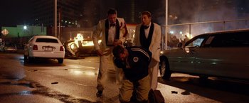 Movie still from “21 Jump Street” (2012), directed by Phil Lord – Wide shot, Over the shoulder angle