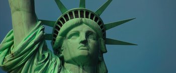 Movie still from “21 Jump Street” (2012), directed by Phil Lord – The face of the statue of liberty; Extreme Close Up shot, Low angle