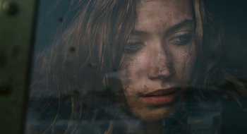A woman's face through a window