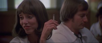 Movie still from “3 Women” (1977), directed by Robert Altman – A woman holding a cigarette in her right hand; Close Up shot, Low angle