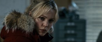 Movie still from “30 Days of Night” (2007), directed by David Slade – A person wearing a jacket; Close Up shot, Over the shoulder angle