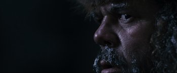 Movie still from “30 Days of Night” (2007), directed by David Slade – A man's face covered in ice; Extreme Close Up shot, Low angle