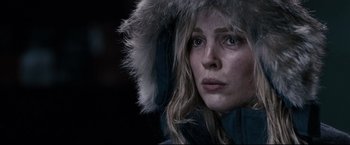 Movie still from “30 Days of Night” (2007), directed by David Slade – A person wearing a jacket; Close Up shot, Over the shoulder angle