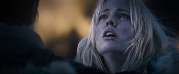 Movie still from “30 Days of Night” (2007), directed by David Slade – A person with her eyes wide open; Close Up shot, Low angle