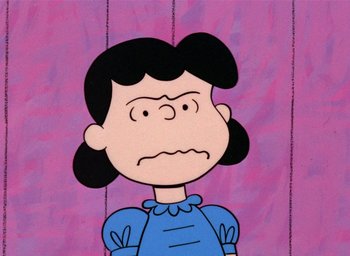 Movie still from “A Charlie Brown Christmas” (1965), directed by Bill Melendez – A drawing of a woman with a sad look on her face; Close Up shot, High angle