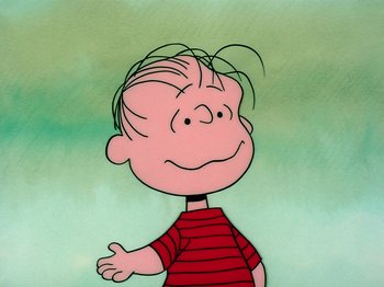 Movie still from “A Charlie Brown Thanksgiving” (1973), directed by Phil Roman – A drawing of a young charlie brown character; Close Up shot, Low angle