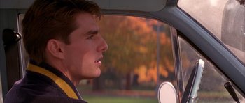 Movie still from “A Few Good Men” (1992), directed by Rob Reiner – A young man looking out of the window of a car; Close Up shot, Over the shoulder angle