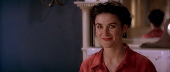 Movie still from “A Few Good Men” (1992), directed by Rob Reiner – A person wearing a red shirt; Close Up shot, Over the shoulder angle