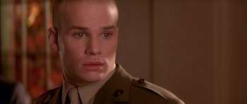 Movie still from “A Few Good Men” (1992), directed by Rob Reiner – A person wearing a uniform; Close Up shot, Low angle