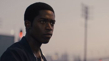 Movie still from “Snowfall” (2017), directed by Hiro Murai – Close Up shot, Over the shoulder angle