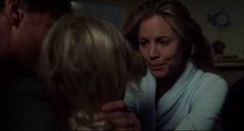 Movie still from “A History of Violence” (2005), directed by David Cronenberg – A person with a woman in a room; Close Up shot, Over the shoulder angle