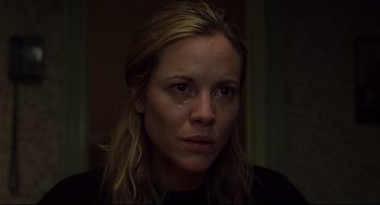 Movie still from “A History of Violence” (2005), directed by David Cronenberg – A person with her eyes closed; Close Up shot, Low angle
