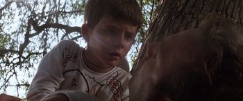Movie still from “A Perfect World” (1993), directed by Clint Eastwood – A young boy looking at an older man's face; Close Up shot, Low angle