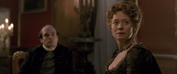 Movie still from “A Royal Affair” (2012), directed by Nikolaj Arcel – A man and a woman standing next to each other in a room; Close Up shot, Over the shoulder angle