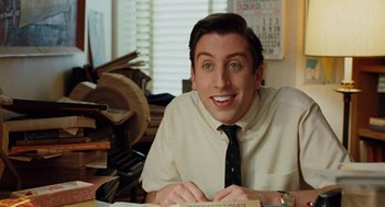 Movie still from “A Serious Man” (2009), directed by Joel Coen – A man sitting at a desk with a keyboard; Medium shot, Low angle