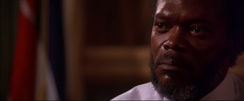 Movie still from “A Time to Kill” (1996), directed by Joel Schumacher – A person with a beard; Close Up shot, Low angle