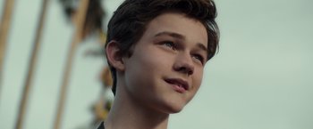 Movie still from “A Wrinkle in Time” (2018), directed by Ava DuVernay – A young boy's face; Close Up shot, High angle