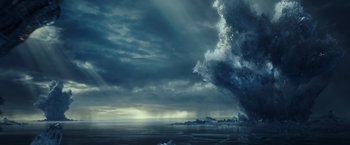 Movie still from “A Wrinkle in Time” (2018), directed by Ava DuVernay – A large wave crashing on to the beach; Extreme Wide shot, Low angle