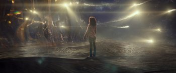 Movie still from “A Wrinkle in Time” (2018), directed by Ava DuVernay – A woman standing in the middle of a field; Extreme Wide shot, Low angle