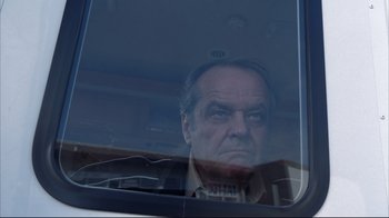 Movie still from “About Schmidt” (2002), directed by Alexander Payne – A person looking out of a car window; Close Up shot, Low angle
