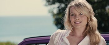 Movie still from “About Time” (2013), directed by Richard Curtis – A beautiful blonde woman sitting in a car; Close Up shot, Over the shoulder angle