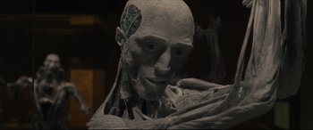 Movie still from “After Yang” (2021), directed by Kogonada – The face of a statue; Close Up shot, Low angle