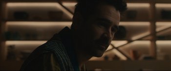 Movie still from “After Yang” (2021), directed by Kogonada – A person with a beard; Close Up shot, Over the shoulder angle