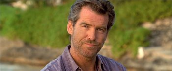 Movie still from “After the Sunset” (2004), directed by Brett Ratner – A person wearing a shirt; Close Up shot, Over the shoulder angle